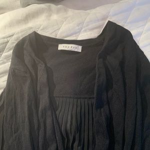 Sandro black open sweater with sheer pleated back